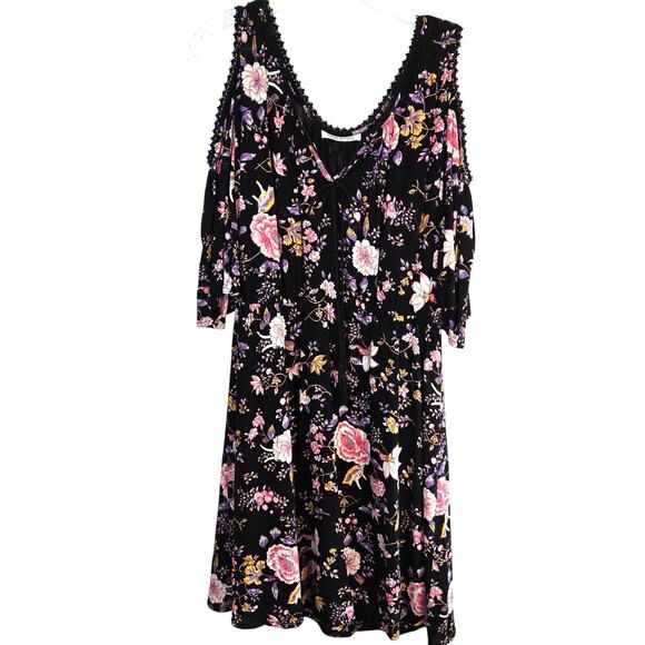 Speed Control Women's Dress Large L Black Sun Bell Sleeves Misses Size 12 14 - Picture 1 of 7